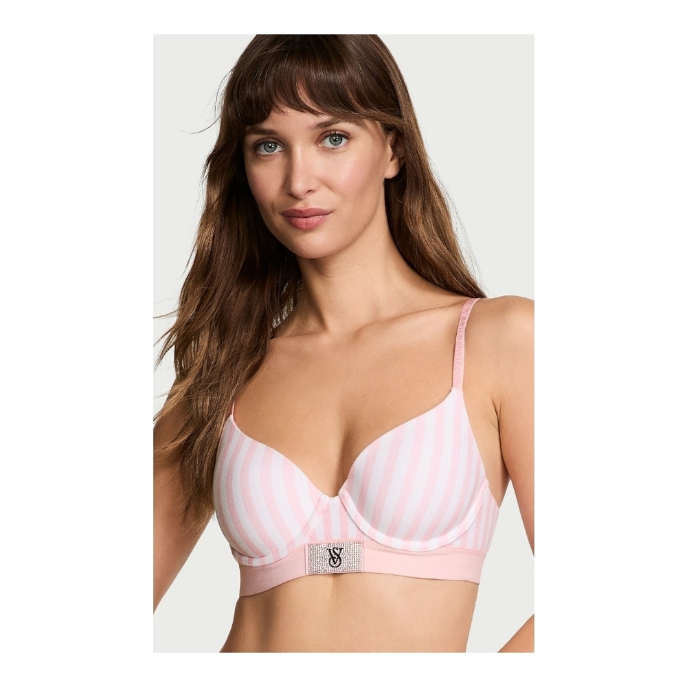 NWOT VS Tshirt Wireless Shine Stripe Bra 38DD